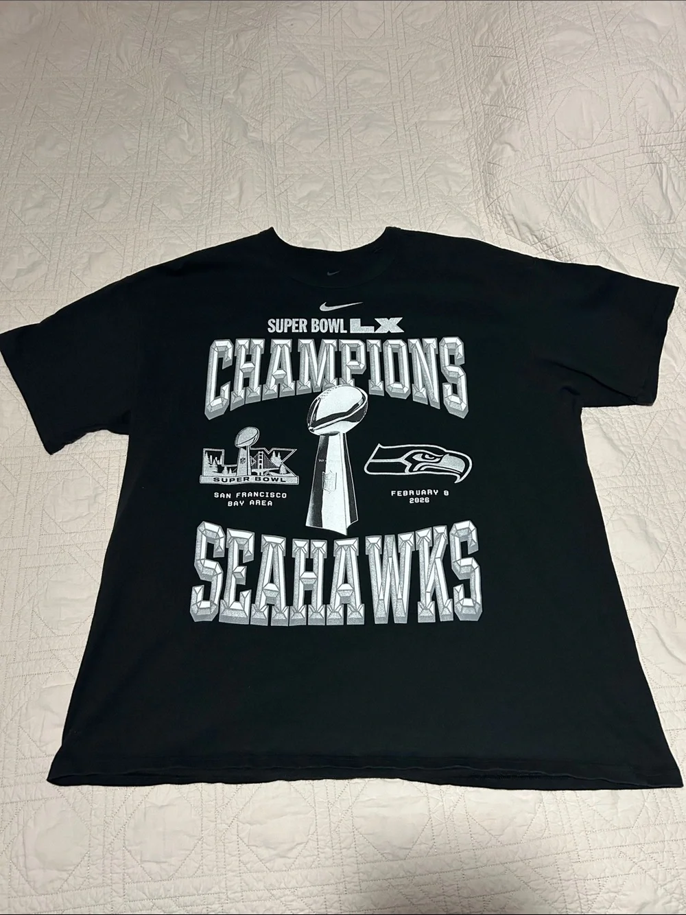 Nike Black Seahawks Super Bowl LX Champions Graphic Tee